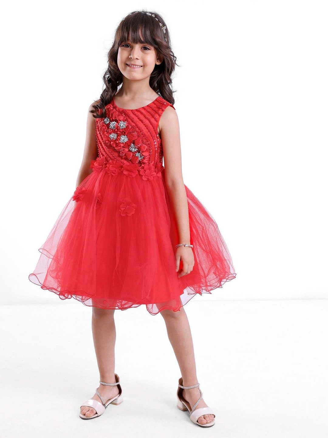 

Mark & Mia Girls Floral Sheath Round Neck Dress, Red