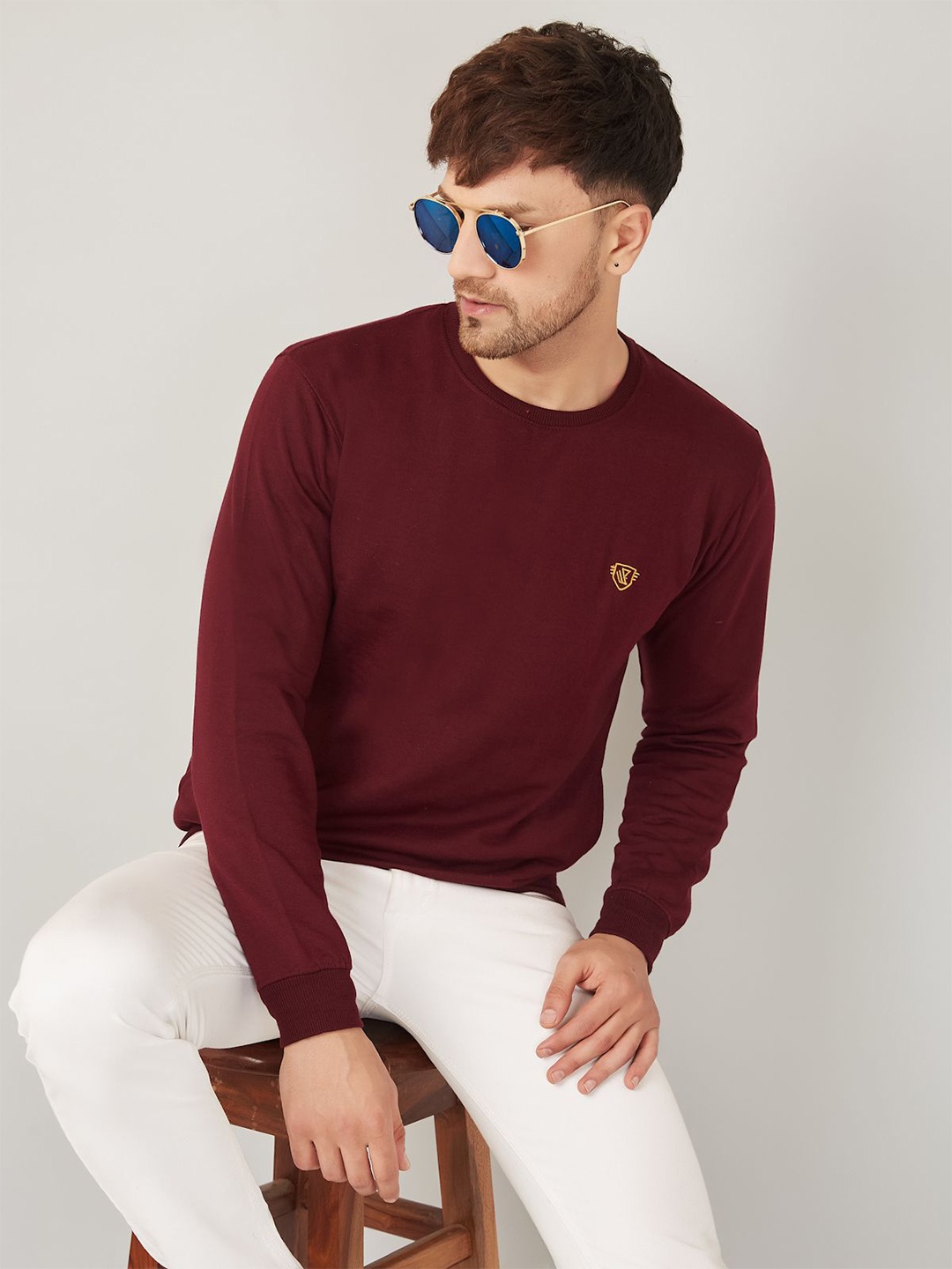 

WE PERFECT Men Solid Sweatshirt, Burgundy