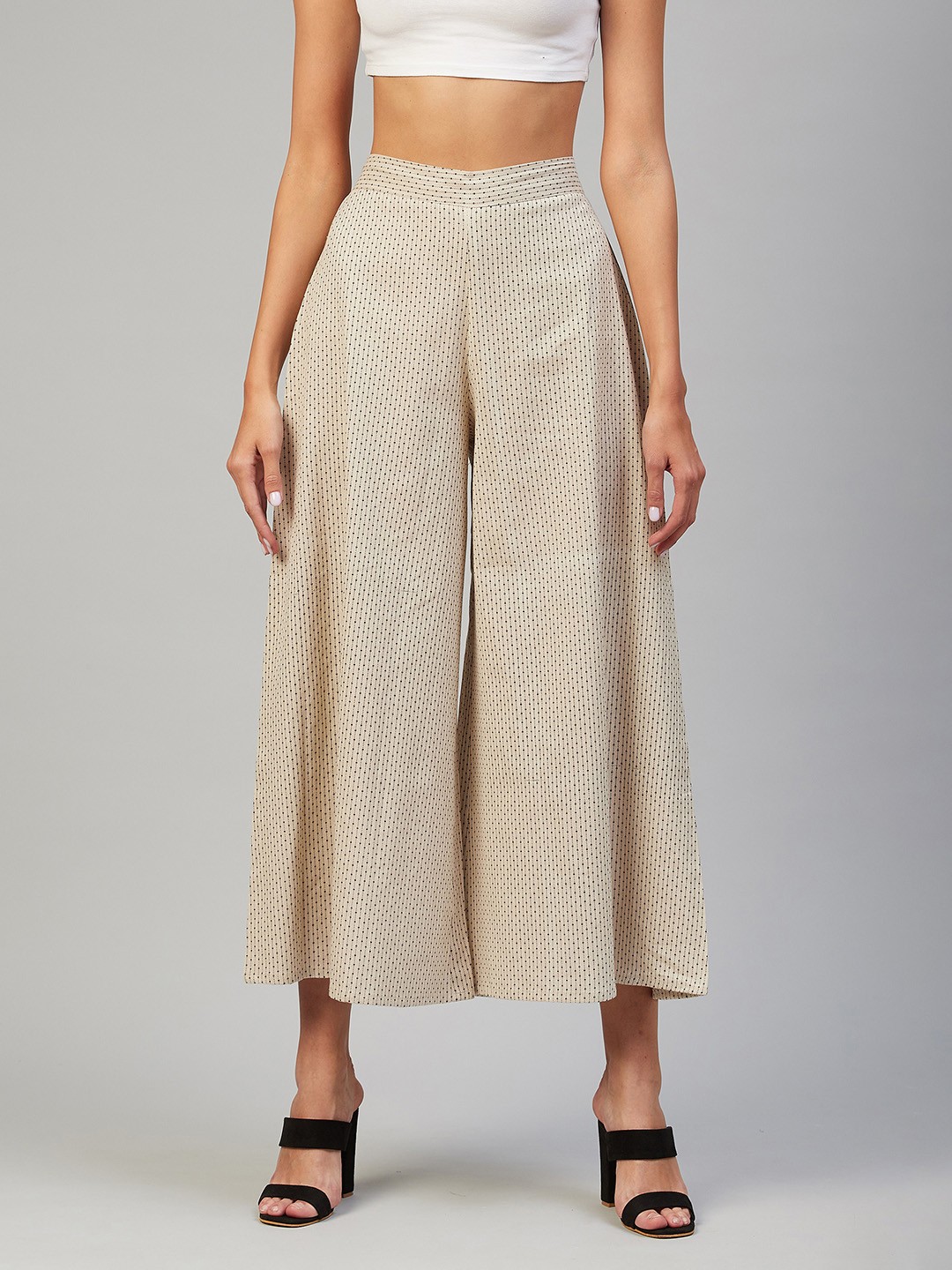 

Orchid Blues Women Printed Loose Fit Culottes Trousers, White