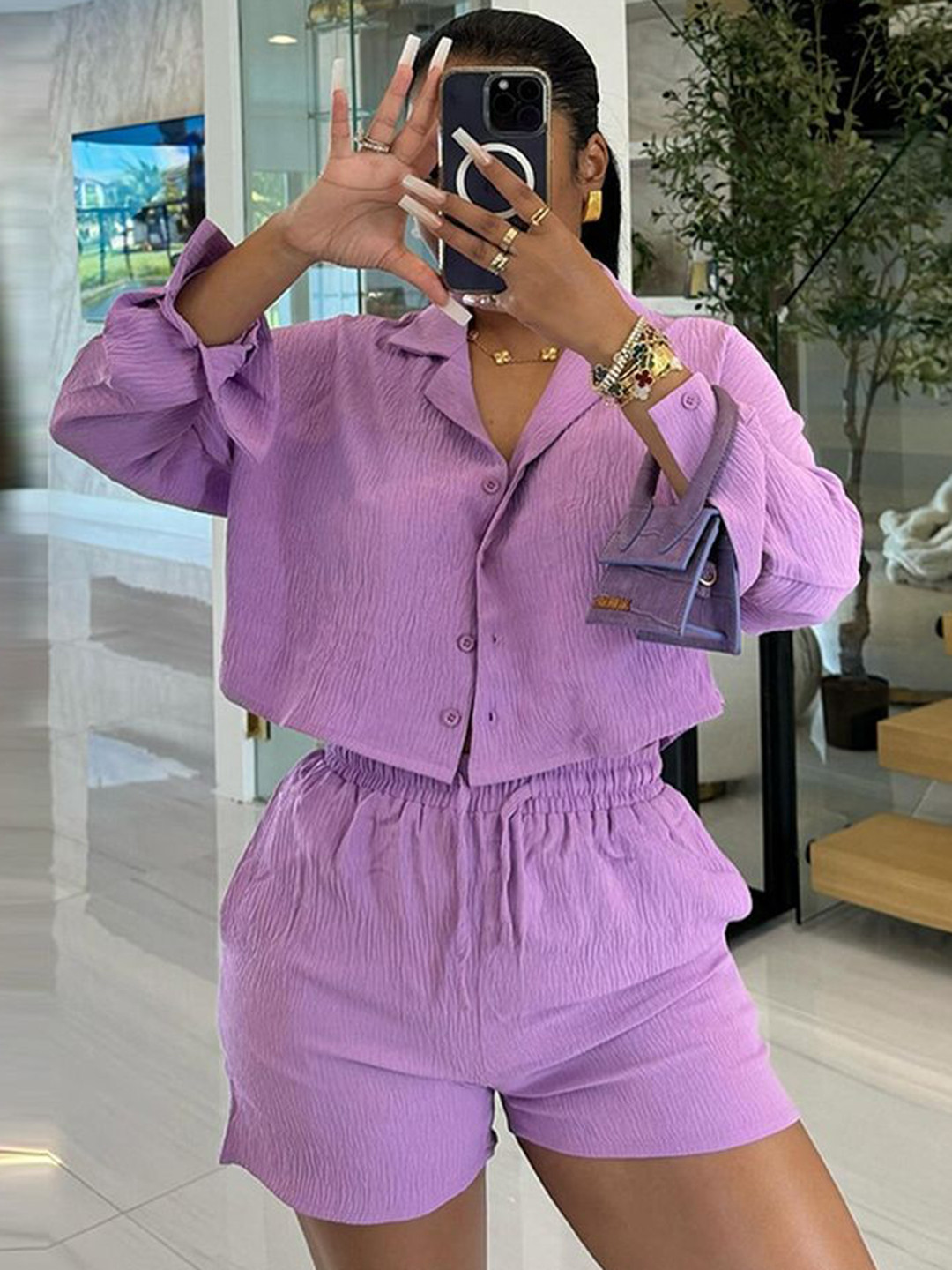 

LULU & SKY Shirt With Shorts Co-Ords, Purple