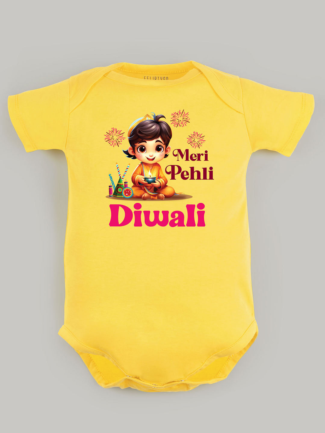 

FFLIRTYGO Kids Printed Cotton Bodysuit, Yellow