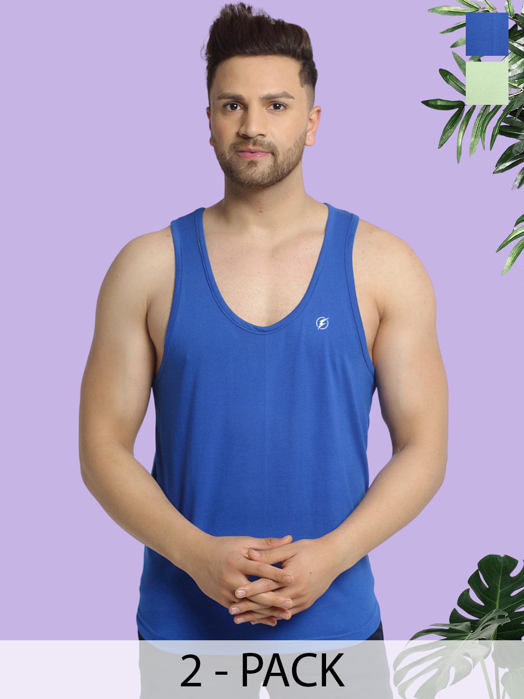 

Friskers Men Pack Of 2 Cotton Innerwear Vests C-05-33, Blue