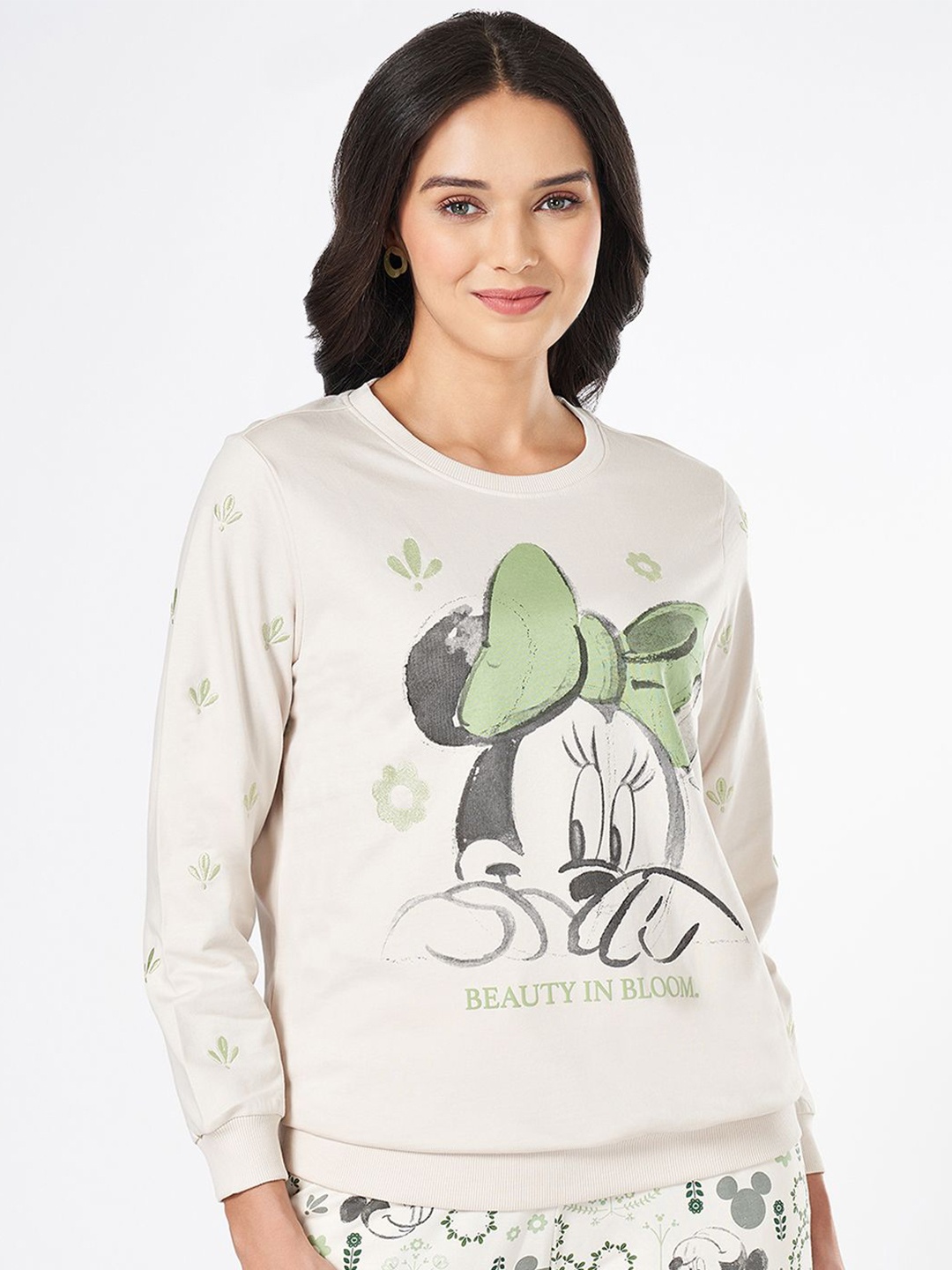 

Honey by Pantaloons Women Graphic Printed Round Nec k Sweatshirt, Off white