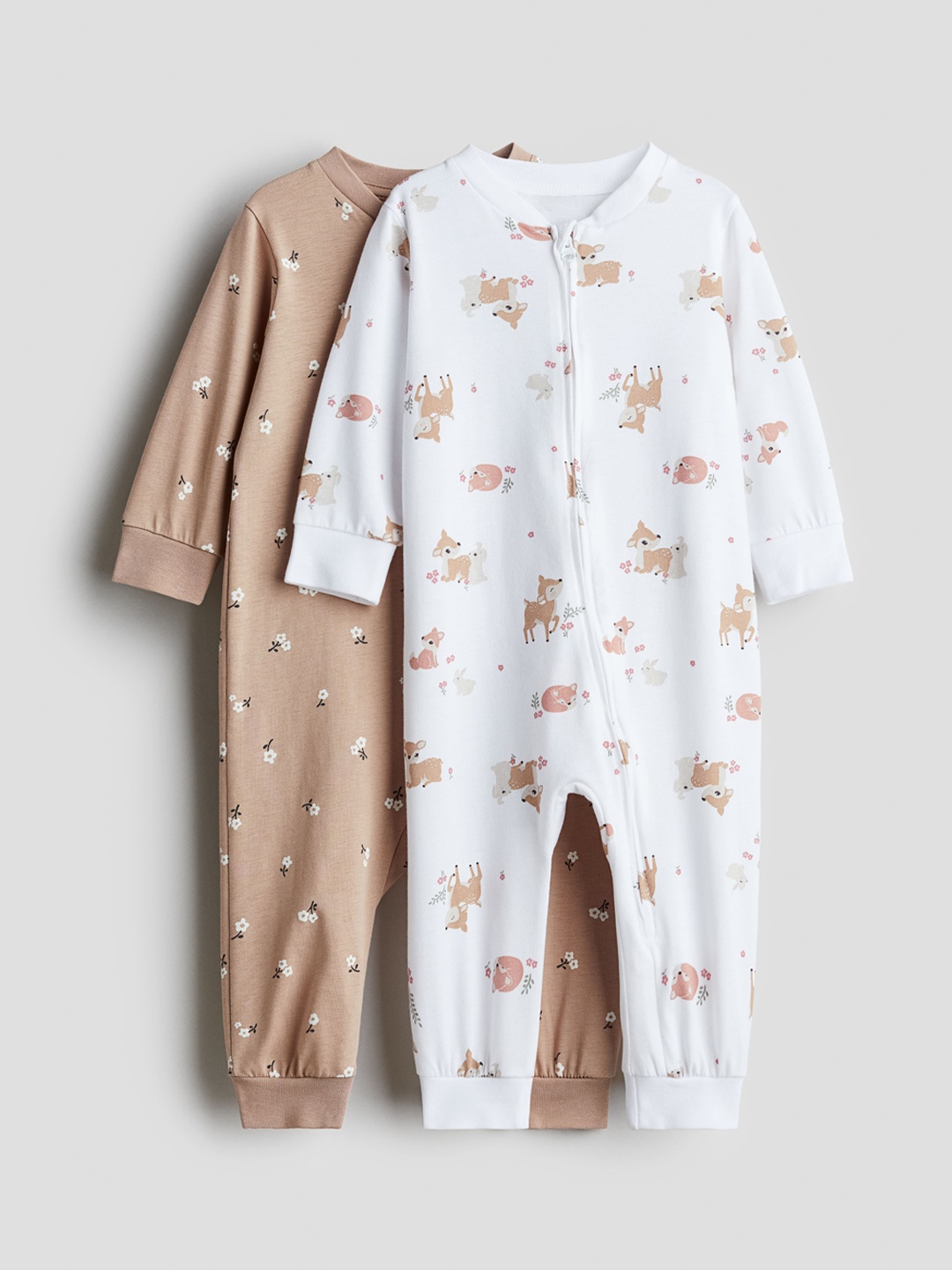 

H&M Boys 2-pack Patterned Cotton Pyjamas, Beige