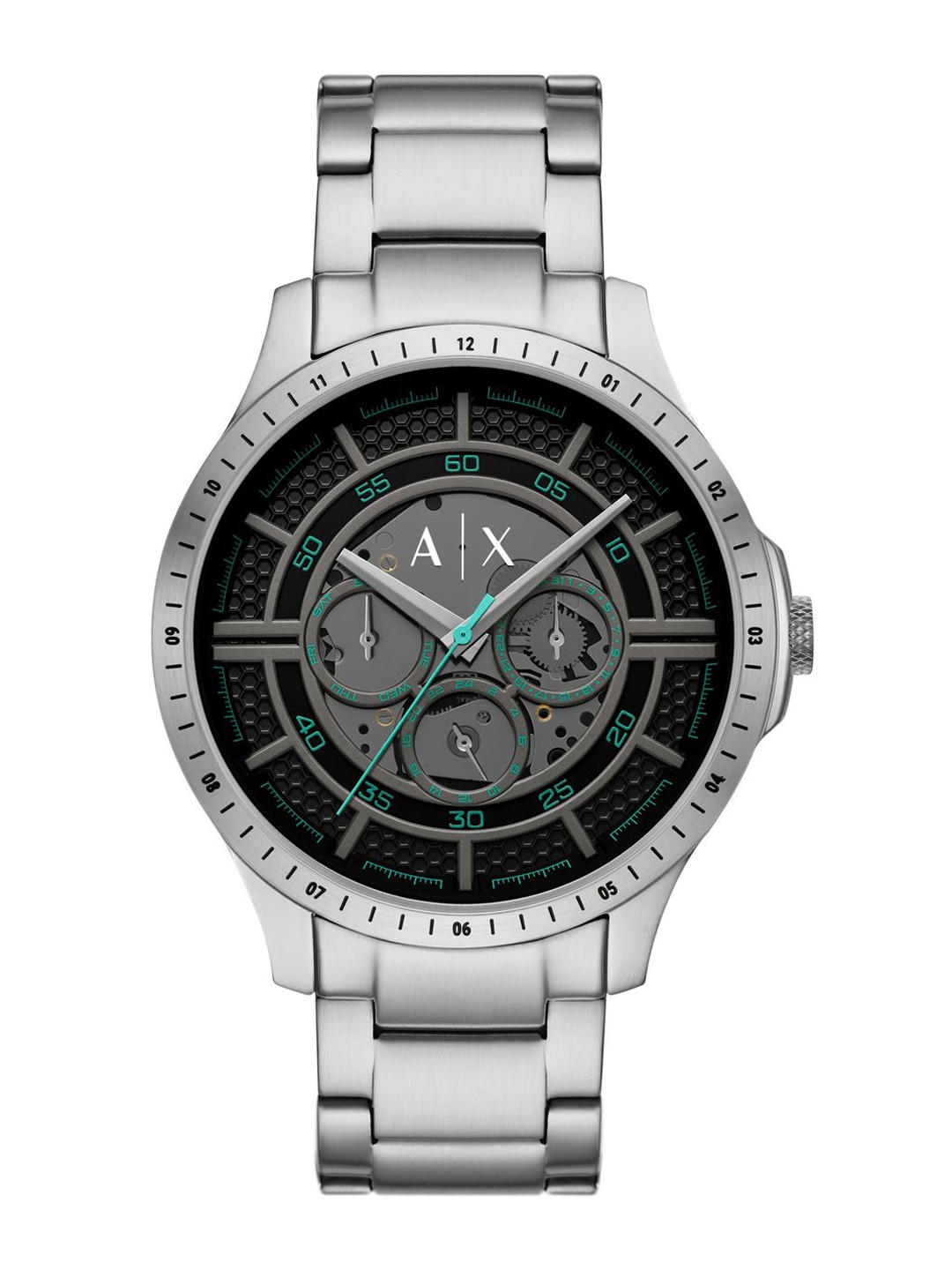 

Armani Exchange Men Skeleton Dial & Stainless Steel Straps Analogue Watch AK_AX2459, Silver