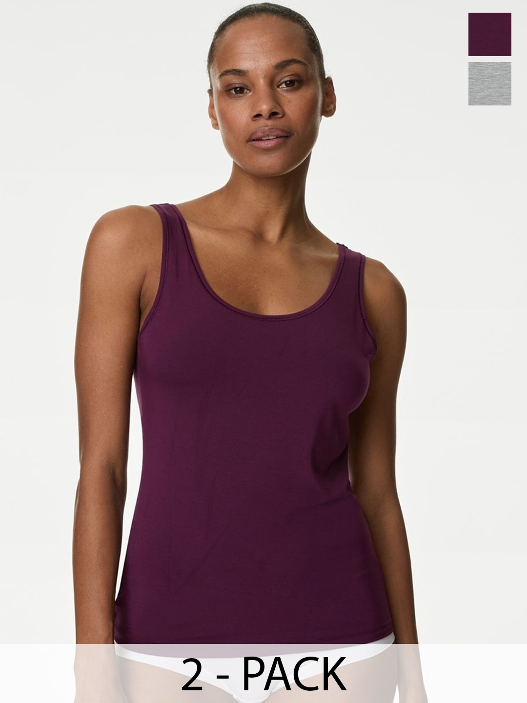 

Marks & Spencer Pack Of 2 Non-Padded Camisoles, Burgundy
