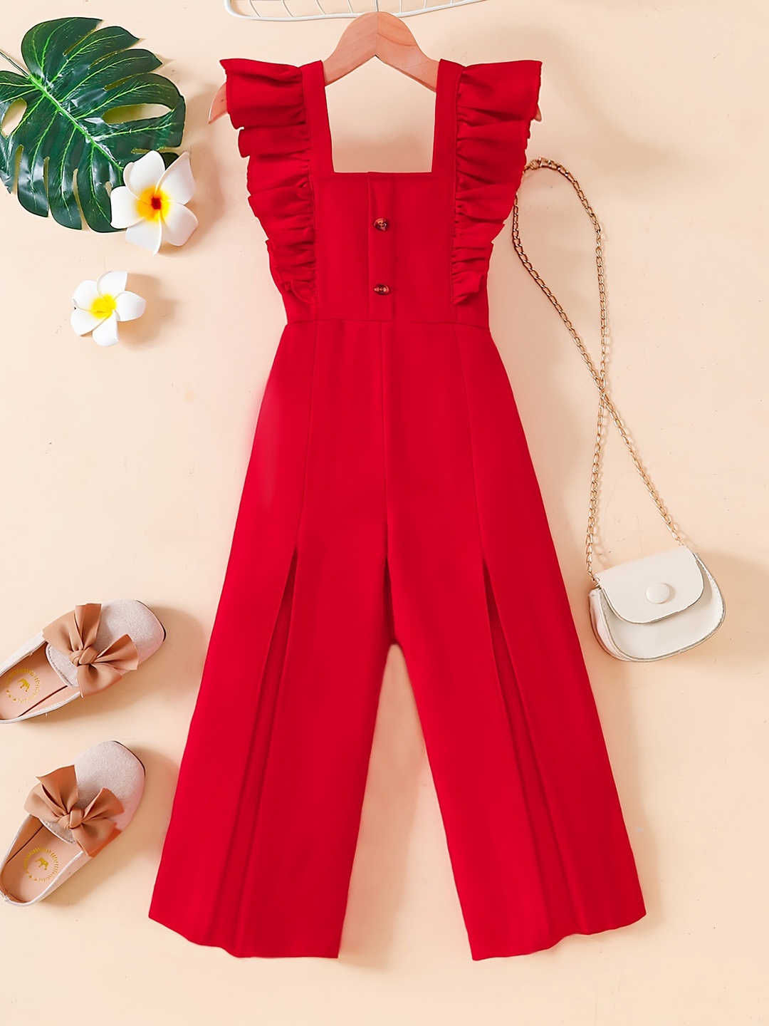 

Xsole Girls Basic Jumpsuit, Red