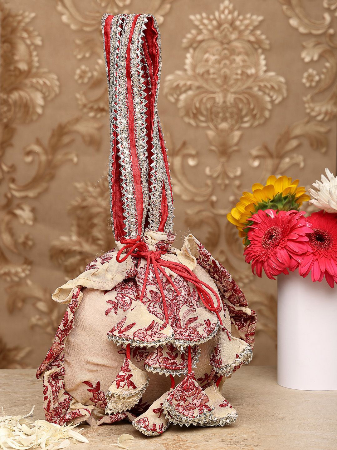 

Dhrohar Embellished Potli Clutch, Beige