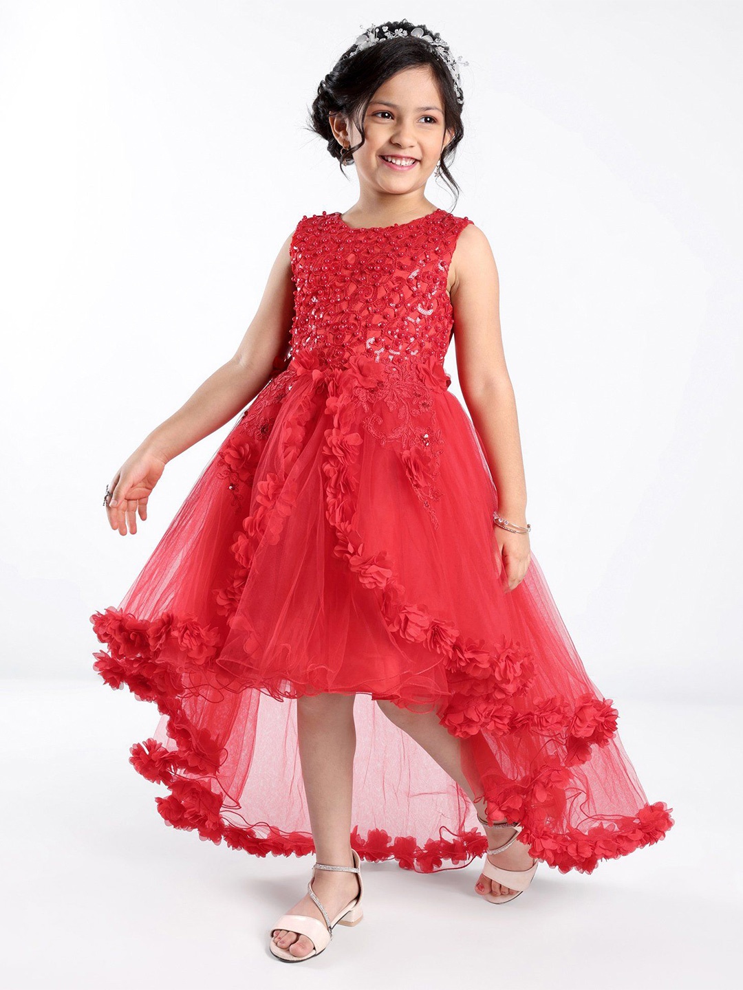 

Mark & Mia Girls Cotton Sleeveless Shoulder Straps Dress, Red