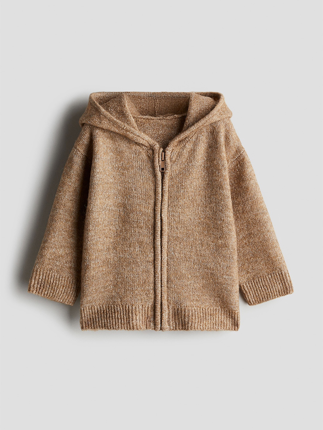 

H&M Kids Hooded Zip-Through Cardigan, Brown