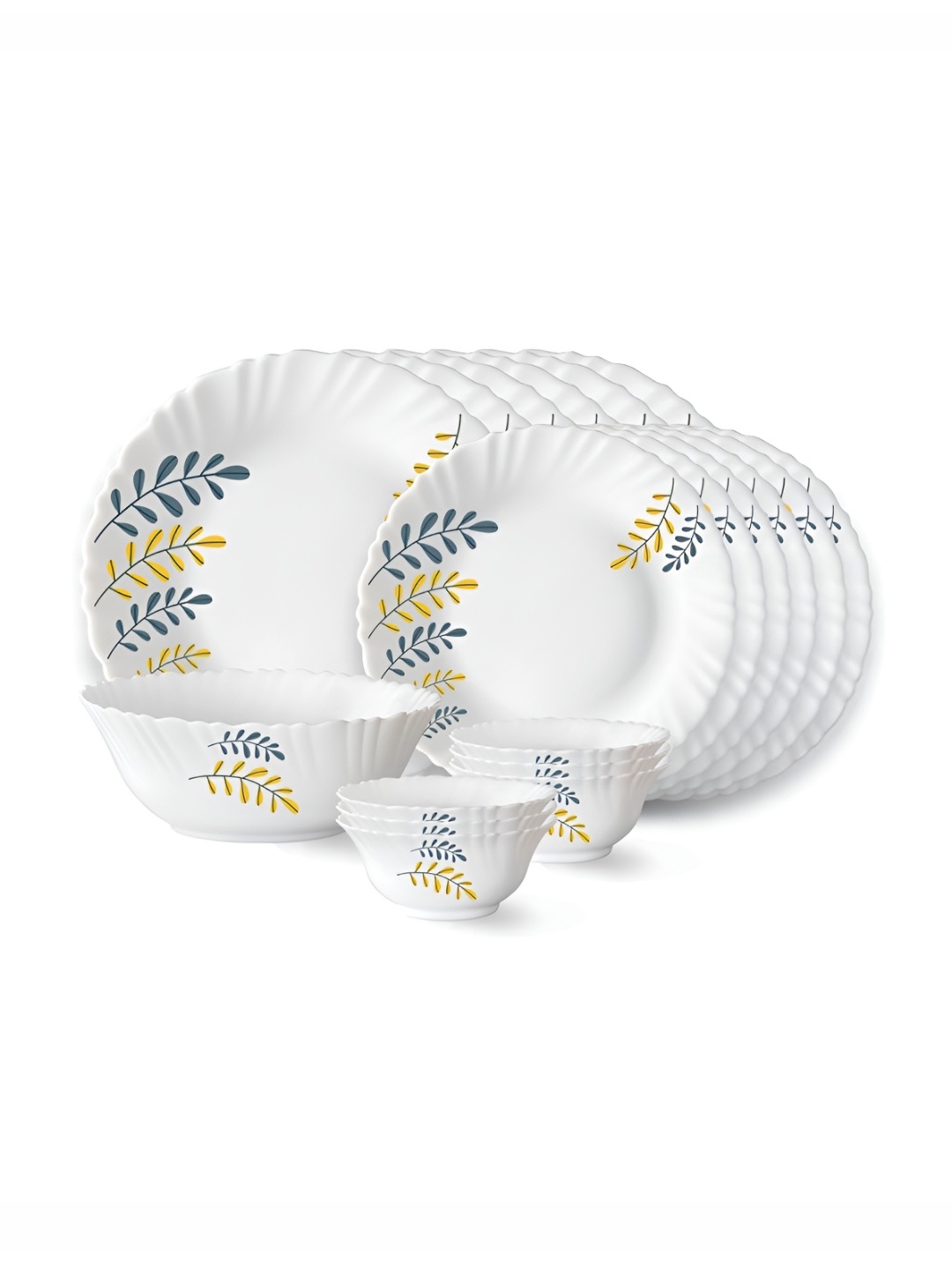 

Larah by BOROSIL White 2024 19 Pieces Opalware Dishwasher Safe Dinner Set of