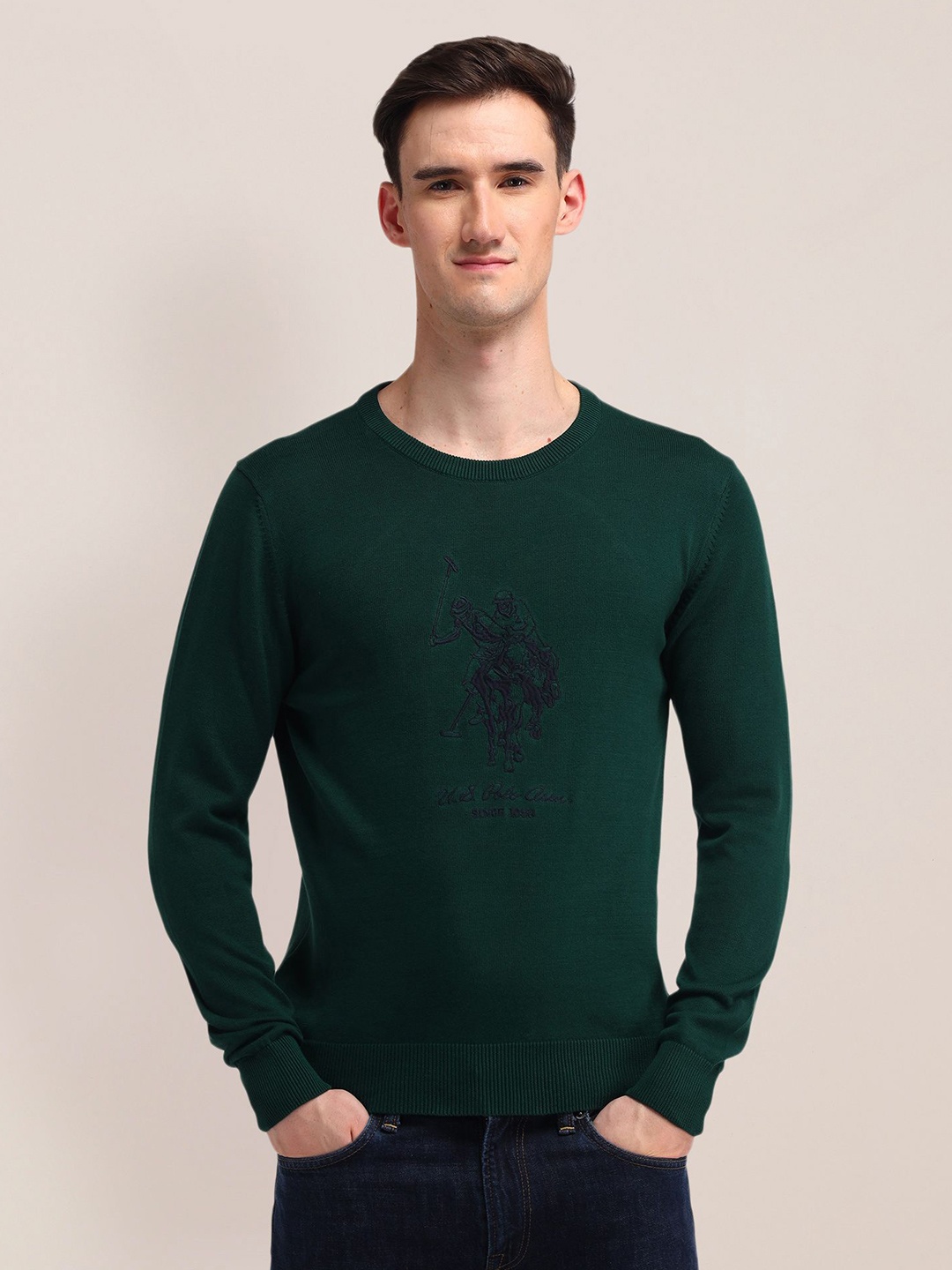 

U.S. Polo Assn. Men Brand Logo Printed Pullover Sweaters, Olive