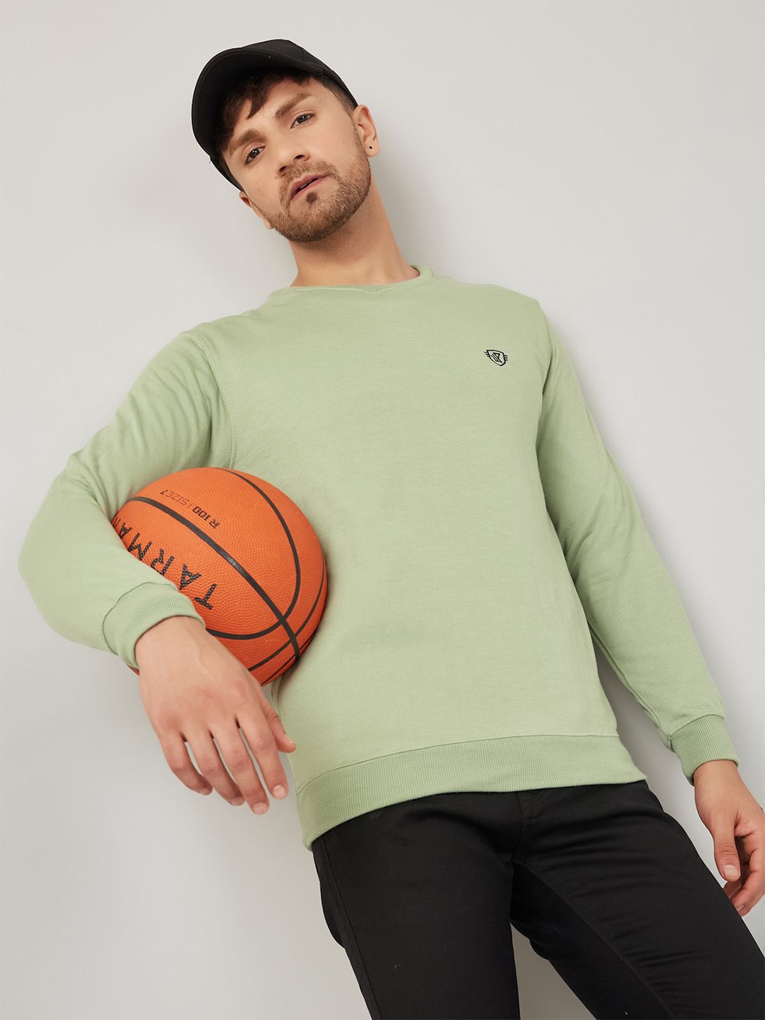 

WE PERFECT Men Solid Sweatshirt, Sea green