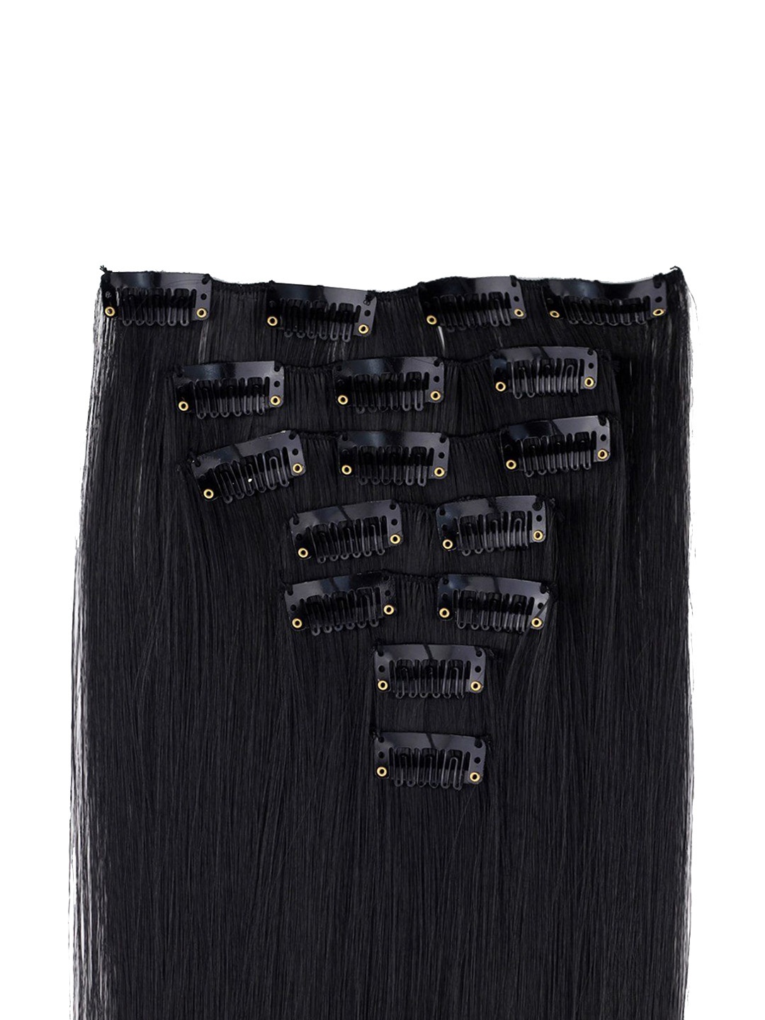 

D-Divine Set Of 7 Clip In Straight Locks Hair Extensions - Black - 24 Inch Each