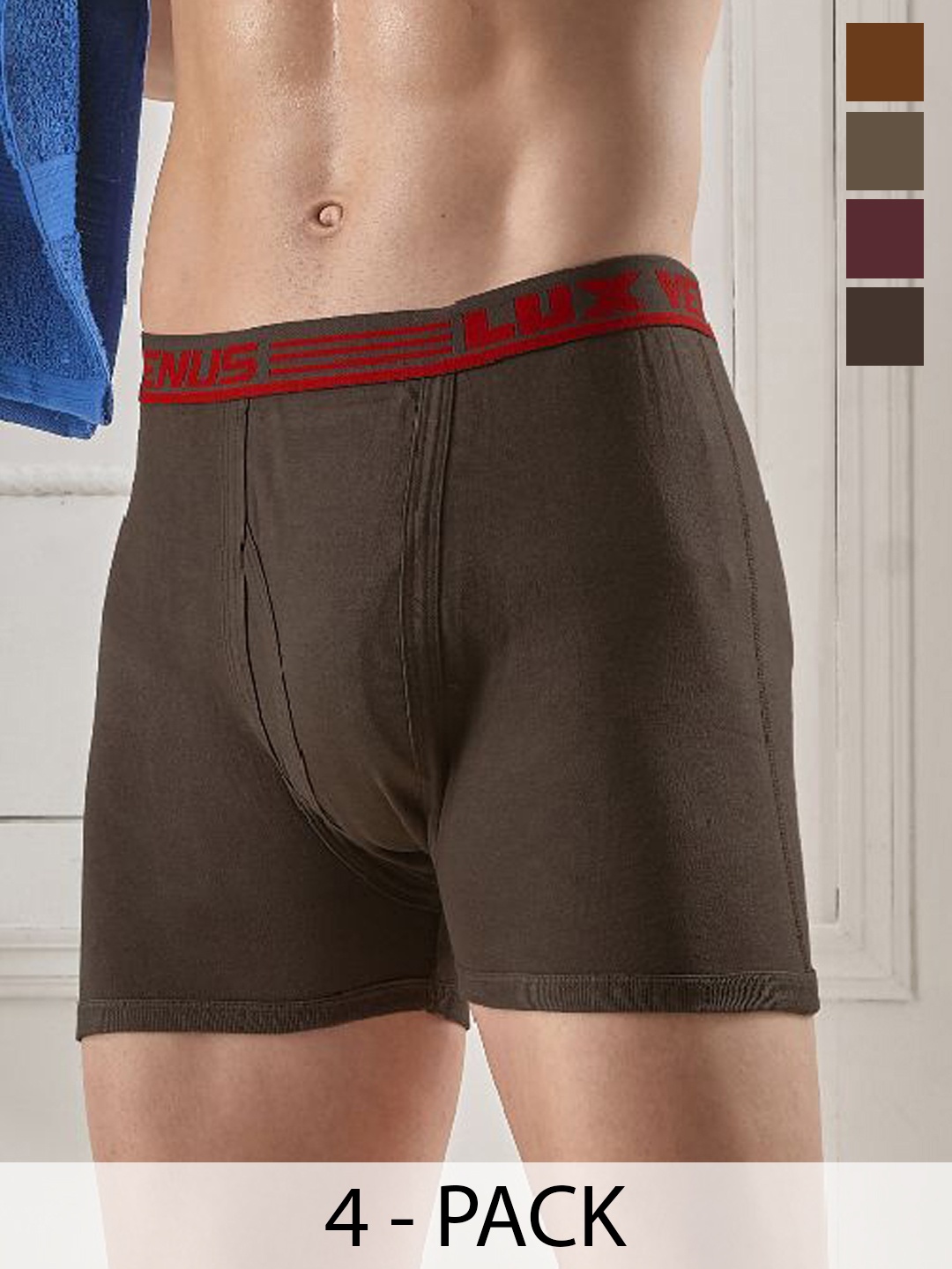 

LUX VENUS Pack of 4 Assorted Men Cotton Trunk NW1_VENUS_FCD_DRW_AST_95_4PC, Blue