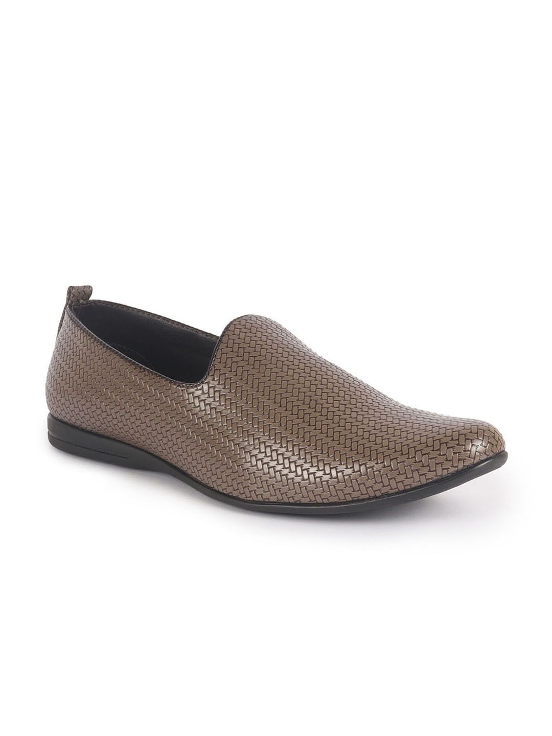 

FAUSTO Men Textured PU Mojaris, Grey