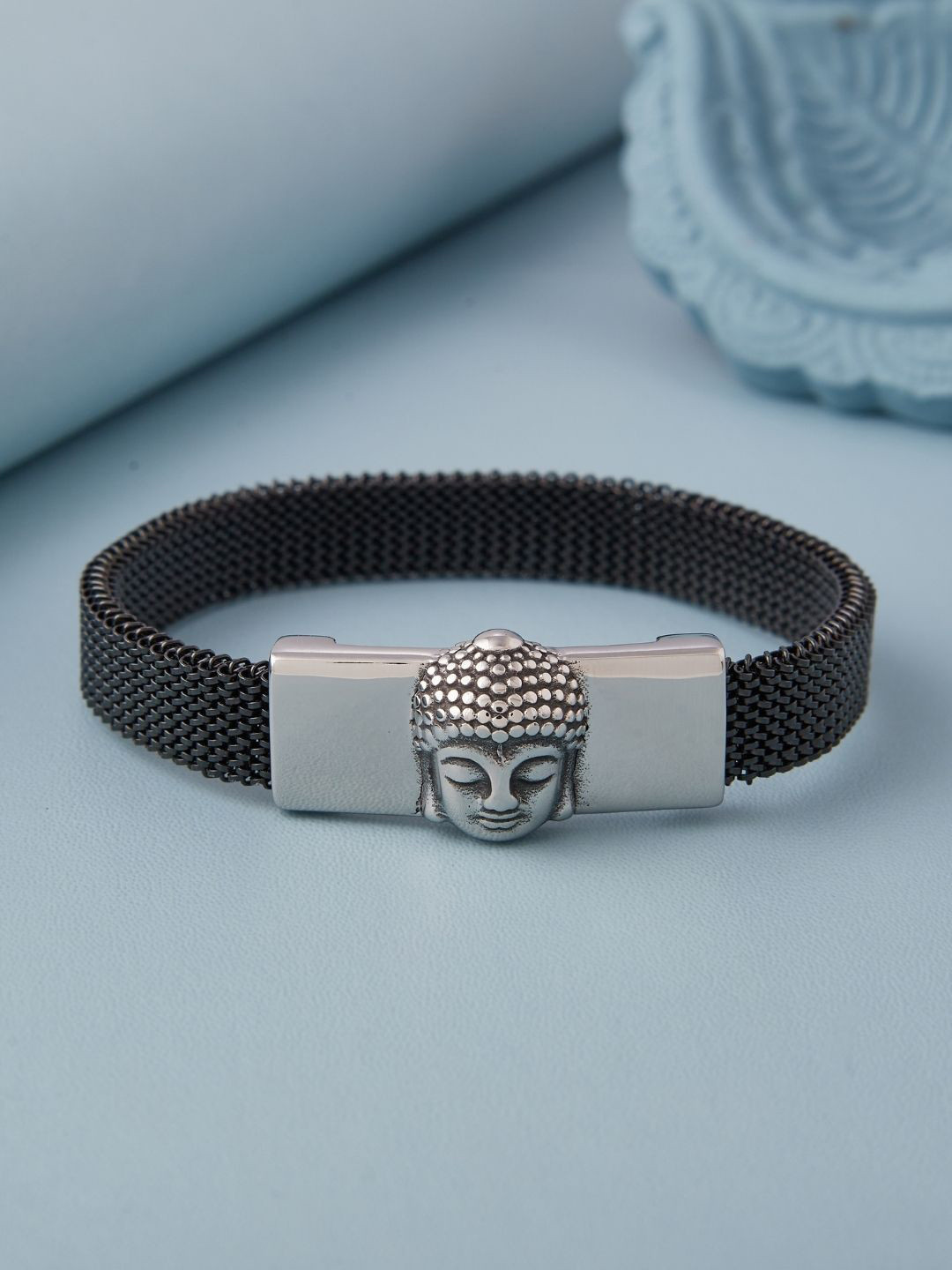 

PYLON Men Serenity Stainless Steel Elasticated Bracelet, Black