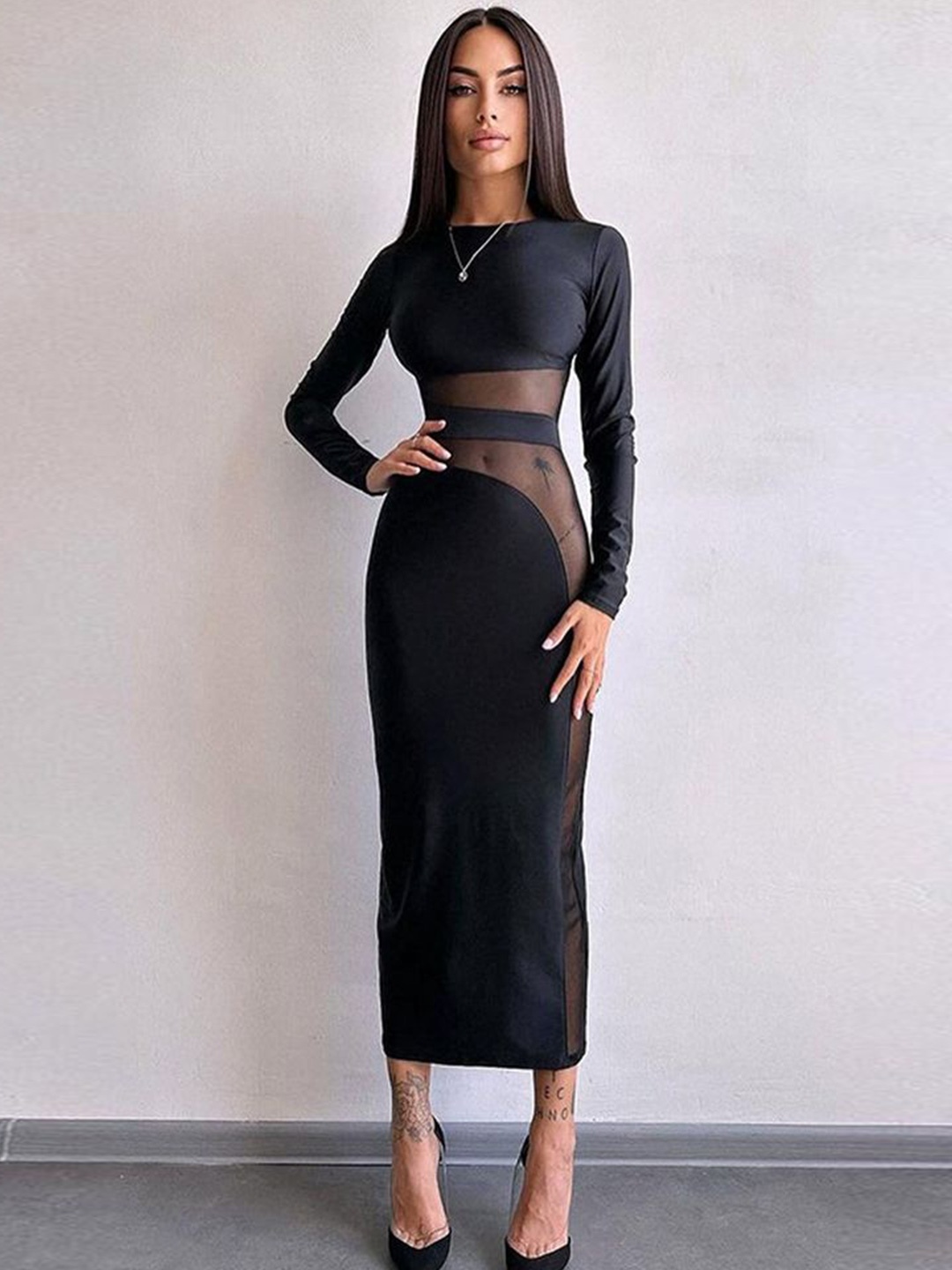 

LULU & SKY Women Bodycon Midi Dress, Black