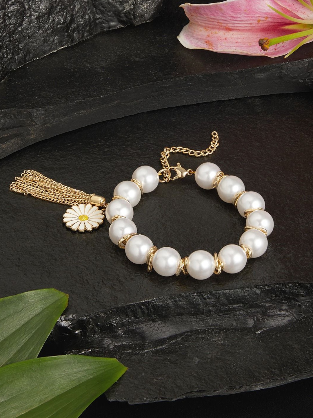 

AMI Gold-Plated Pearls Beaded Wraparound Bracelet