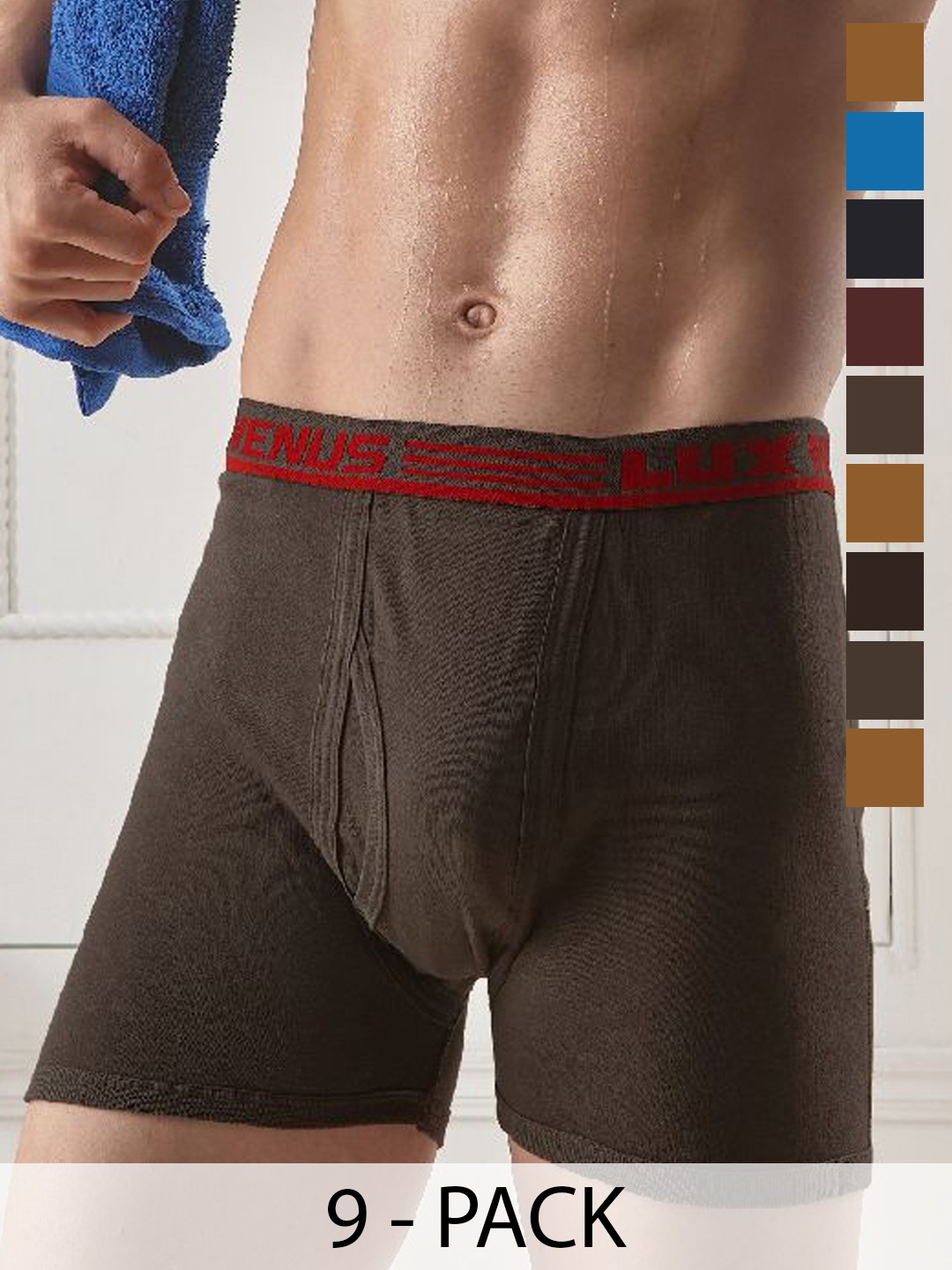 

LUX VENUS Pack of 9 Assorted Men Cotton Trunk NW1_VENUS_FCD_DRW_AST_80_9PC, Black