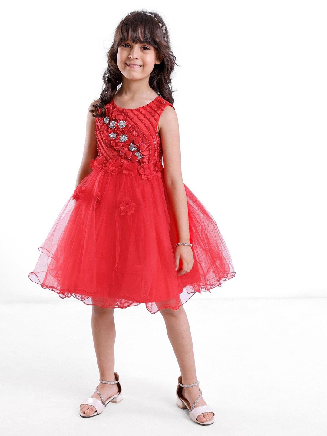 

Mark & Mia Girls Floral Fit and Flare Party Dress, Red
