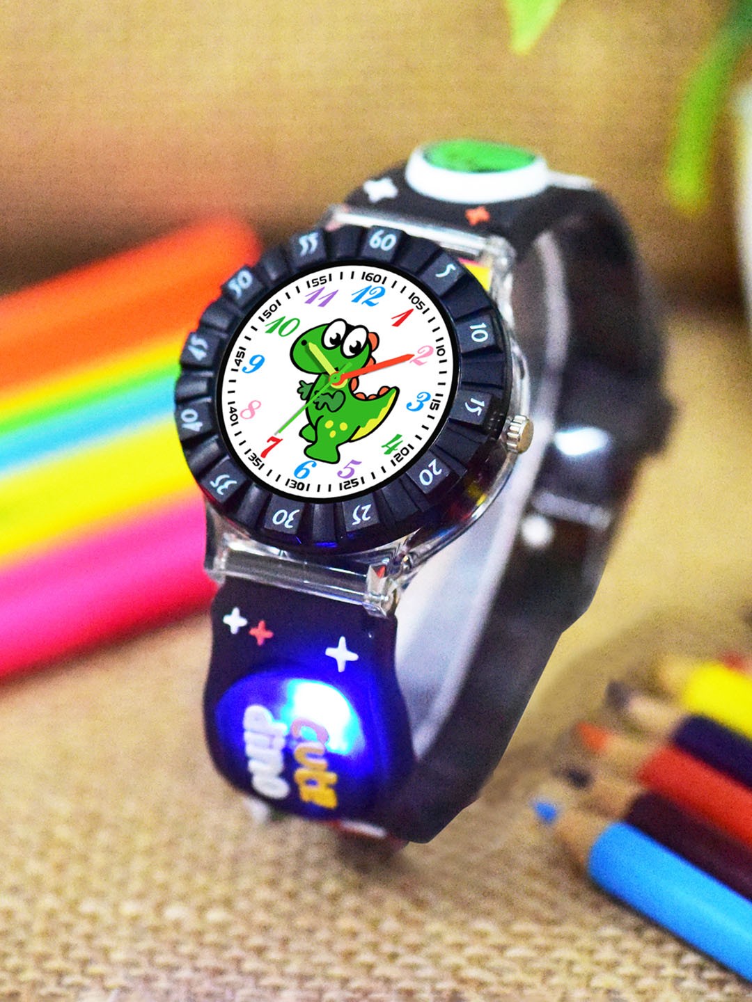 

Shocknshop Boys Printed Dial & Straps Analogue Watch 335 Black Cute Dino