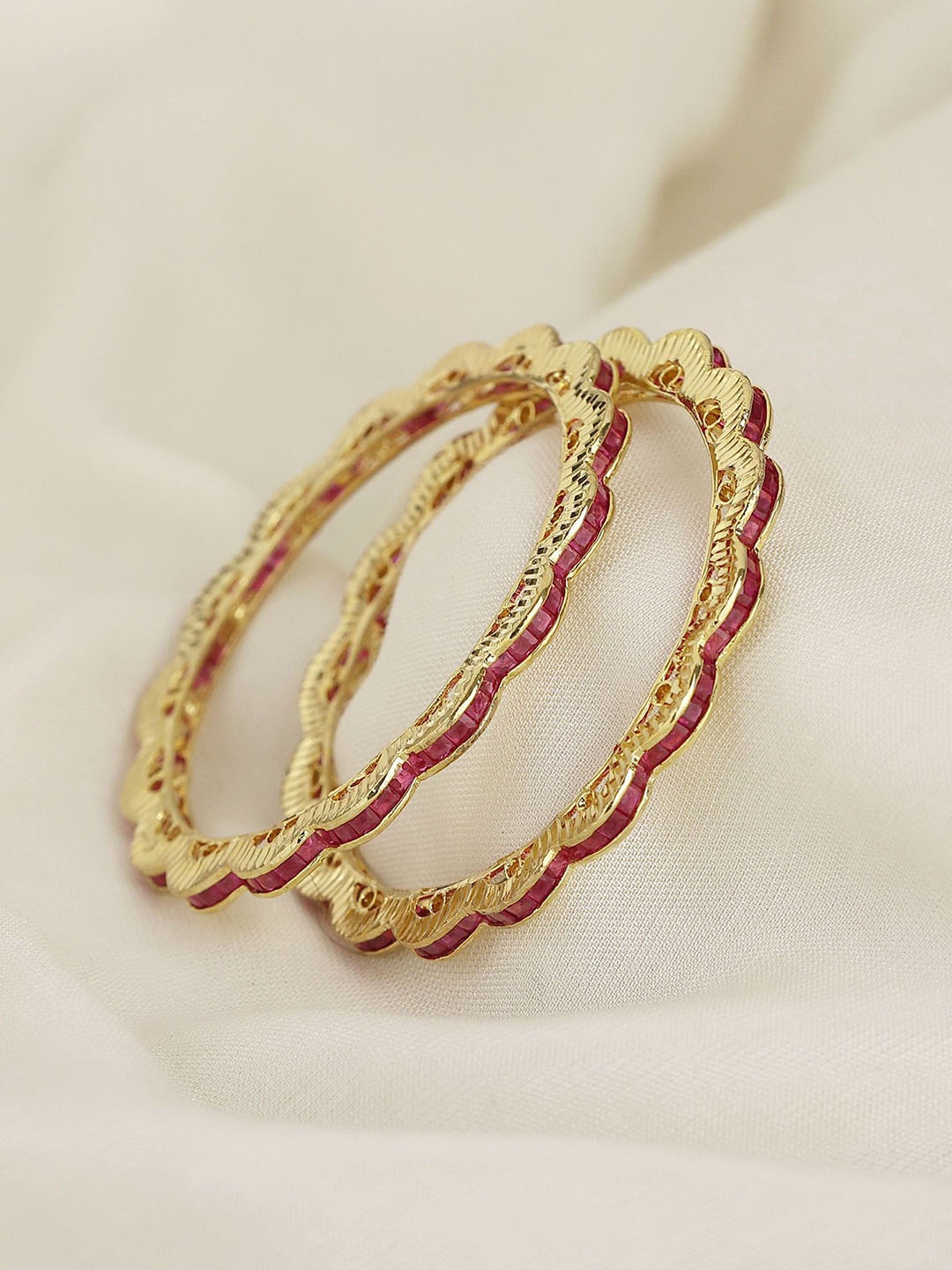 

BeAbhika Set Of 2 Gold-Plated Stone Studded Bangles