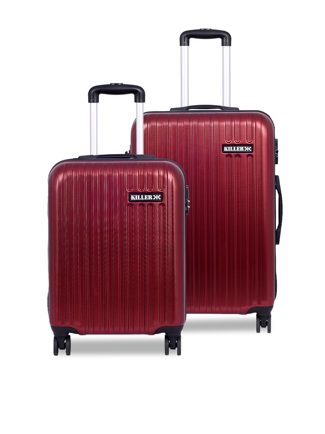 

Killer Set Of 2 Striped Hard-Sided Trolley Bags, Red