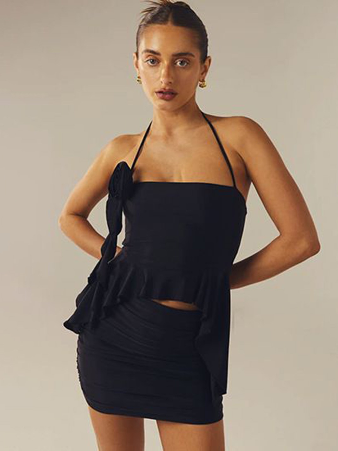 

MIAKEE Top with Skirt Co-Ords, Black