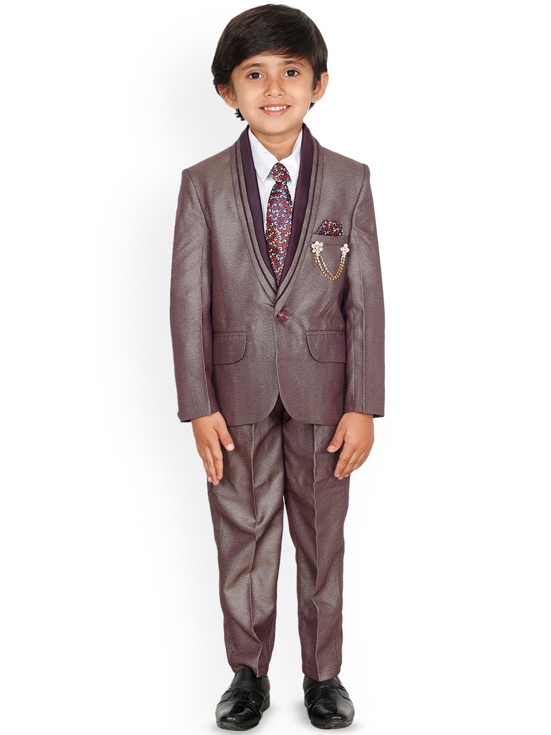 

BAESD Boys Single Breasted Four Piece Party Suits, Burgundy