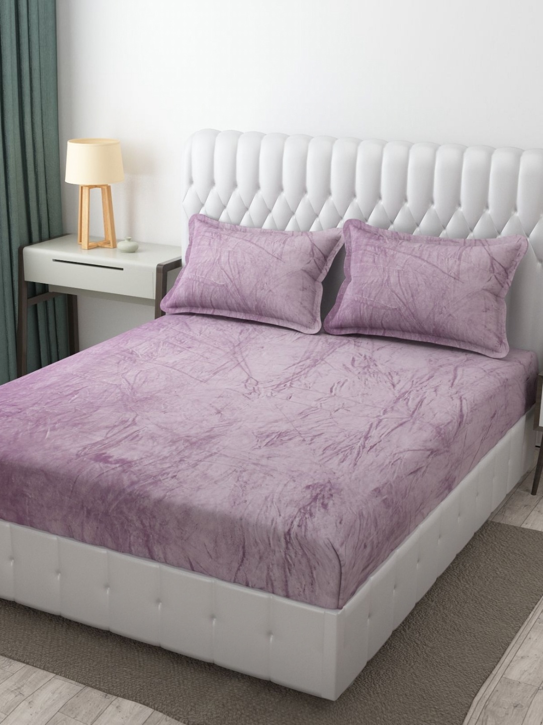 

Banchmark Home Furnishings Velvet Flannel Warm Fitted King Bedsheet Set 1.83 x 1.98m x20cm, Lavender