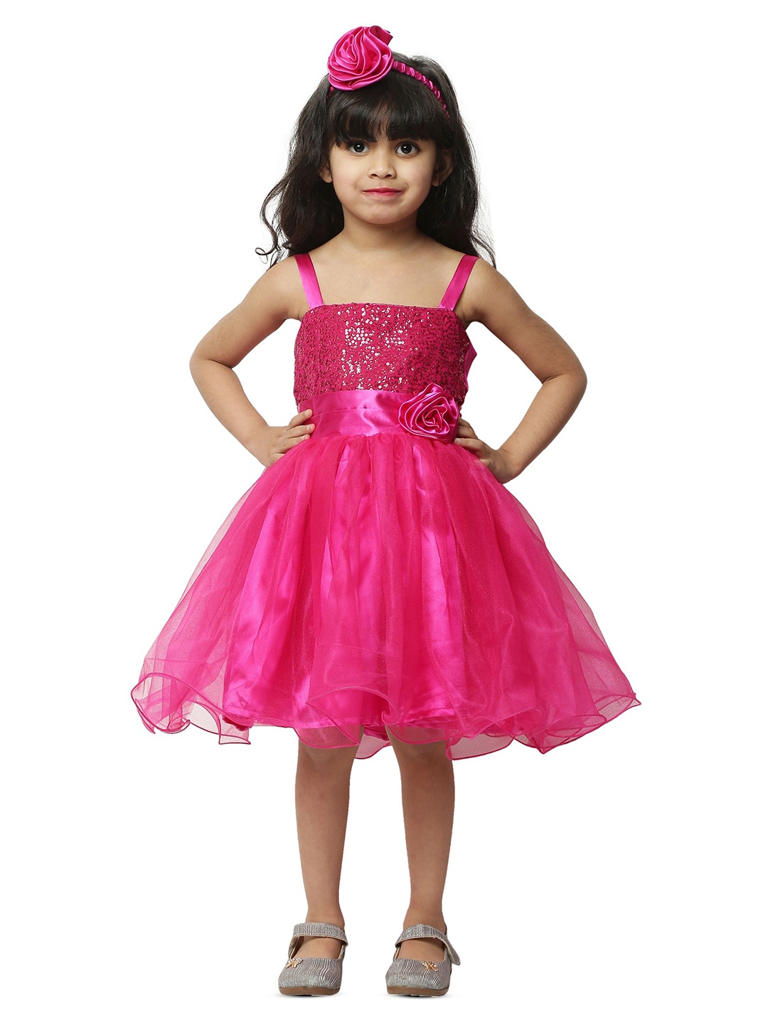 

Wish little Girls Shoulder Straps A-Line Dress, Pink