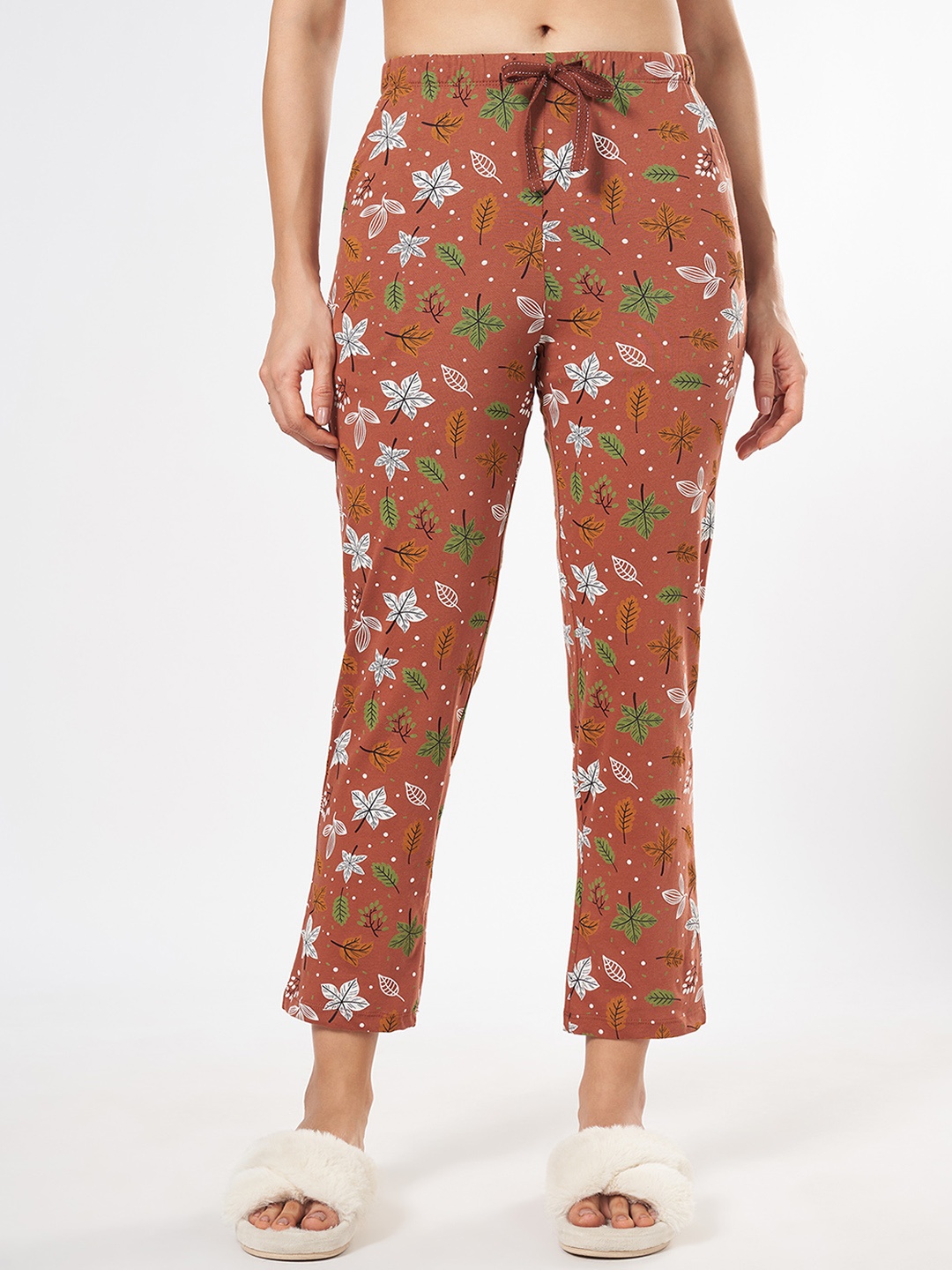 

Dreamz by Pantaloons Women Printed Cotton Lounge Pants, Tan