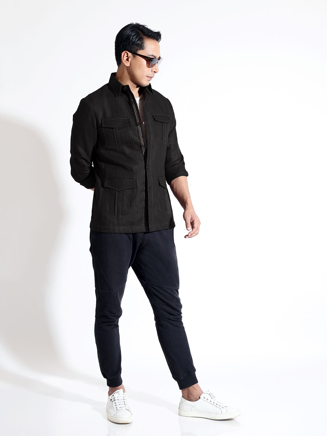 

VIVEK KARUNAKARAN Men Open Front Jacket, Black