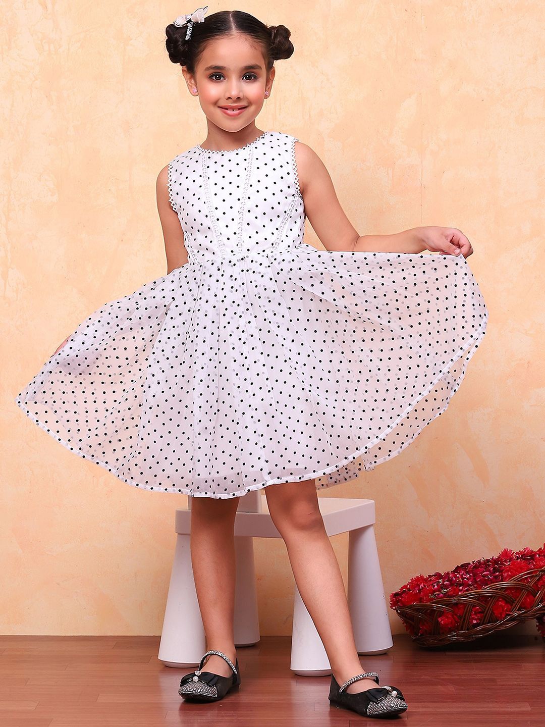 

Biba Girls Polka Dot Fit & Flare Dress, White