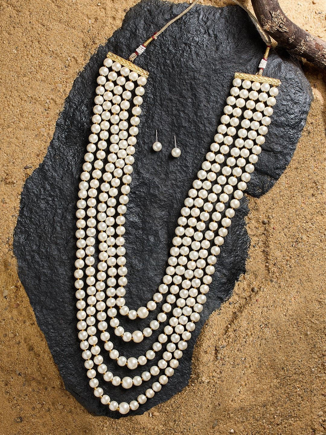 

AMI Gold-Plated Pearls Beaded Multilayer Jewellery Set