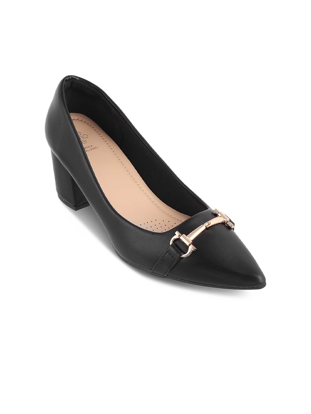 

Tresmode Women Pointed Toe Block Heeled Pumps, Black