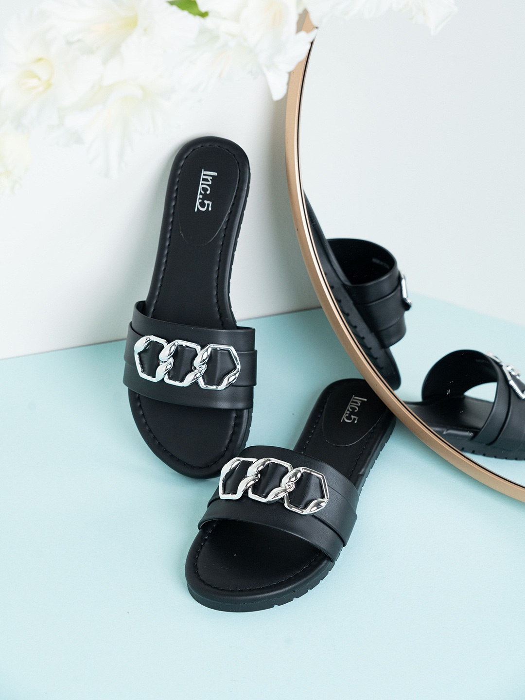 

Inc 5 Women Fashion Casual Open Toe Flats, Black