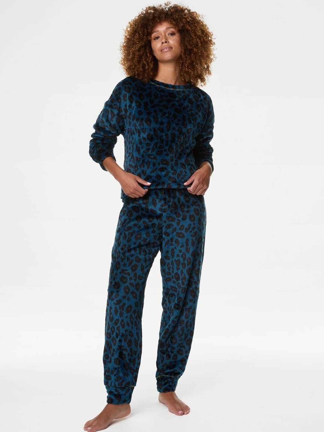 

Marks & Spencer Women Printed Night suit, Navy blue