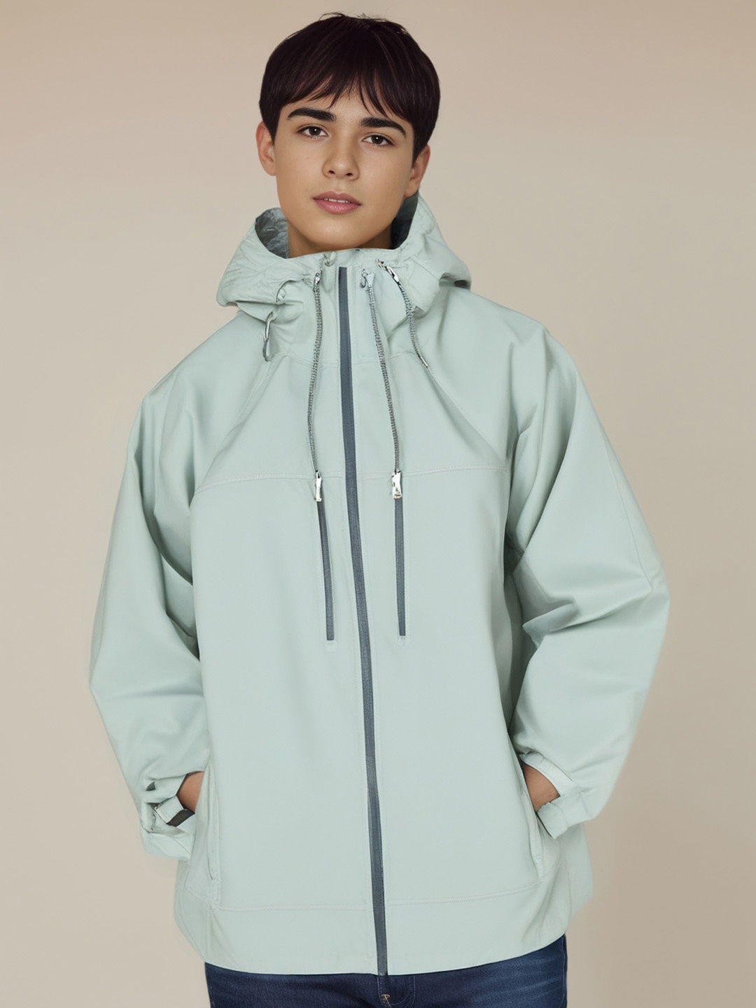 

StyleCast x Revolte Men Hooded Solid Casual Bomber Jacket, Green