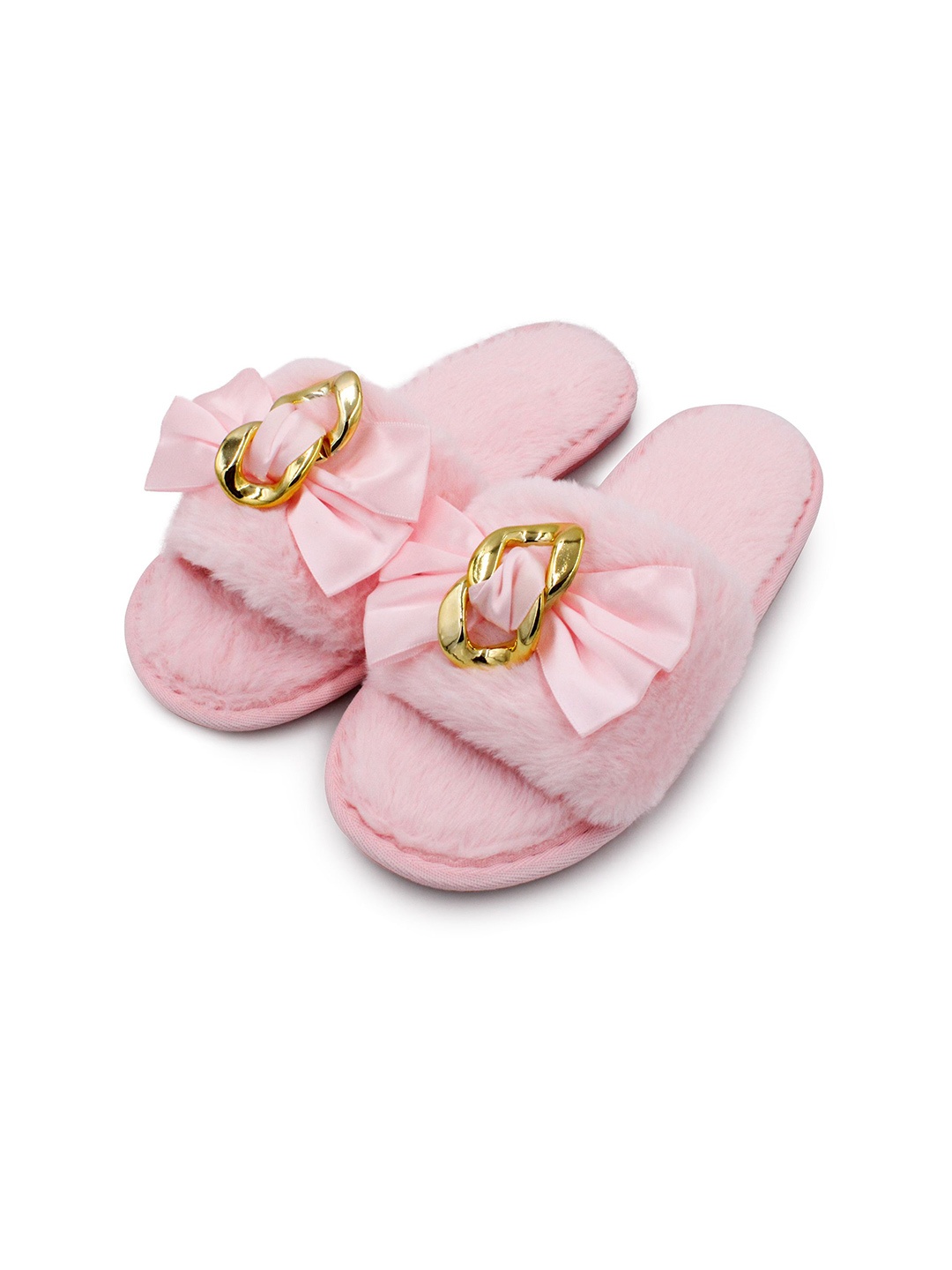 

JENNA Women Pink Flip Flops Fur Winter Room Slippers