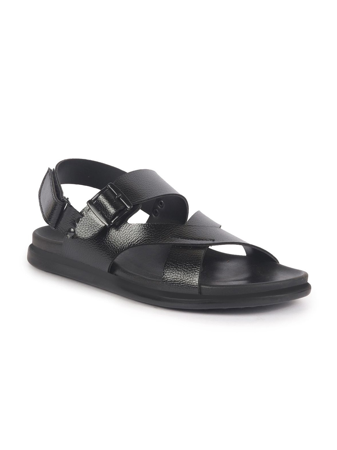 

FAUSTO Men PU Buckle Comfort Sandals, Black