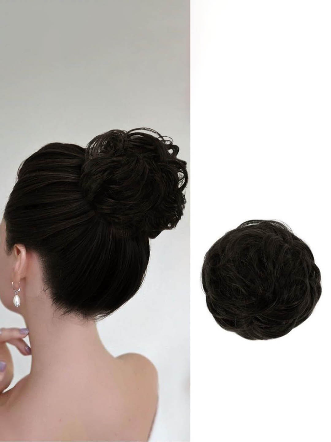 

D-Divine Halo Curly Bun Hair Extensions - Black - 5.8 Inch