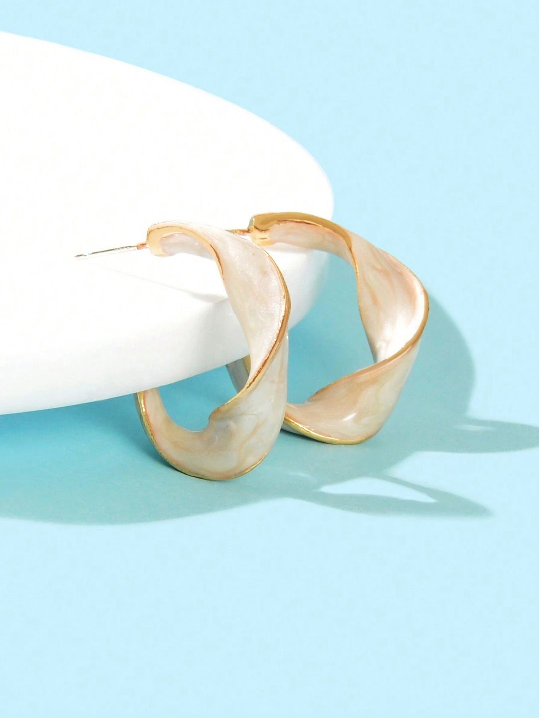 

styledose Sterling Silver Classic Antique Hoop Earrings, White