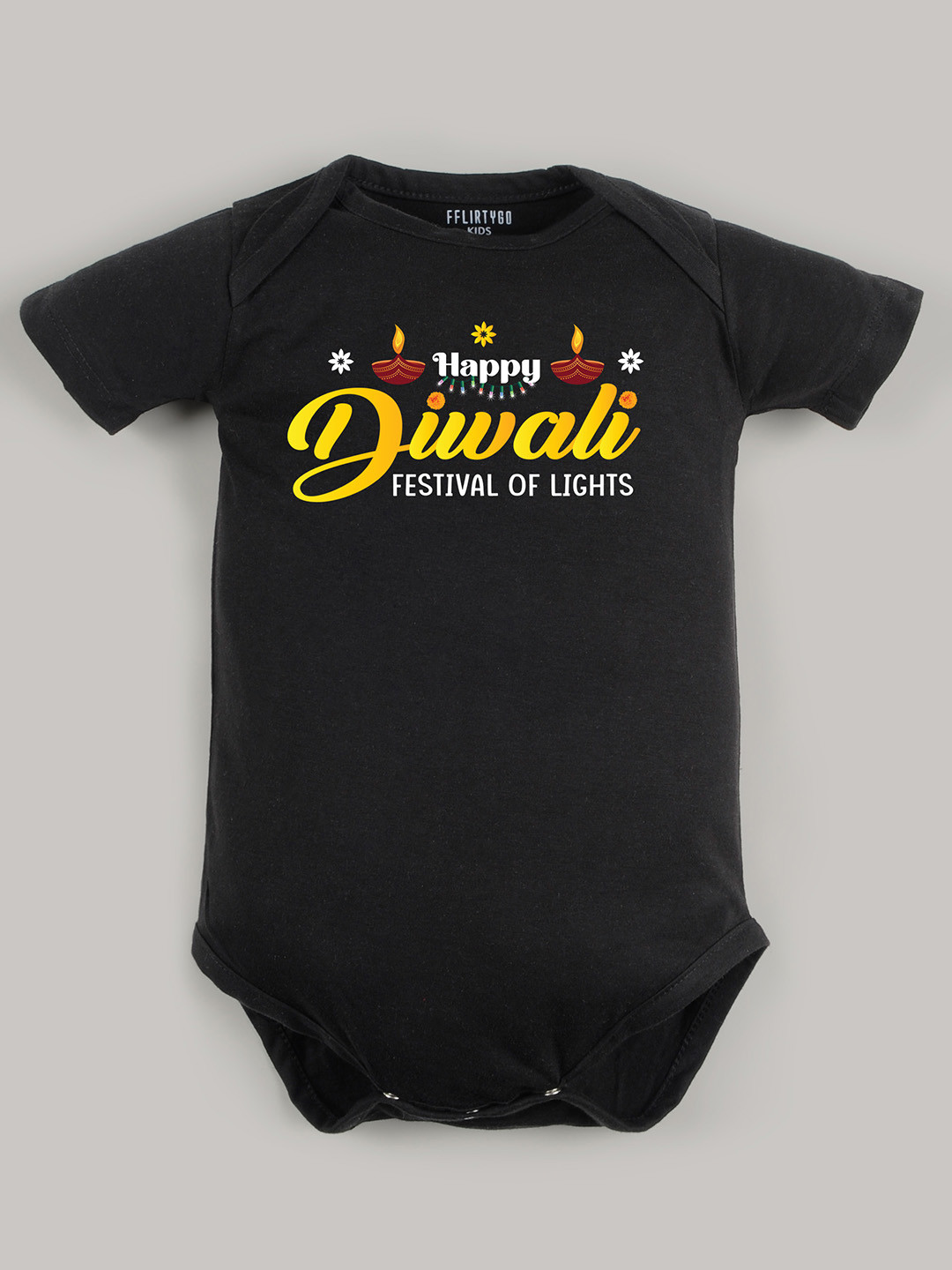 

FFLIRTYGO Kids Printed Cotton Bodysuit, Black