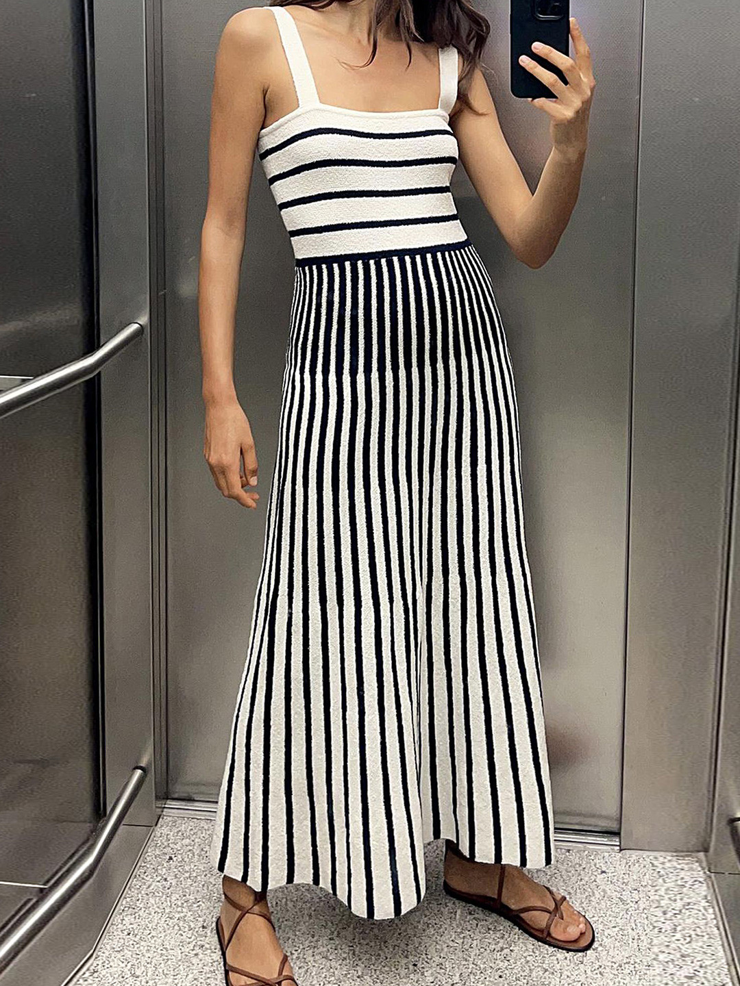 

LULU & SKY Women Striped A-Line Maxi Dress, White