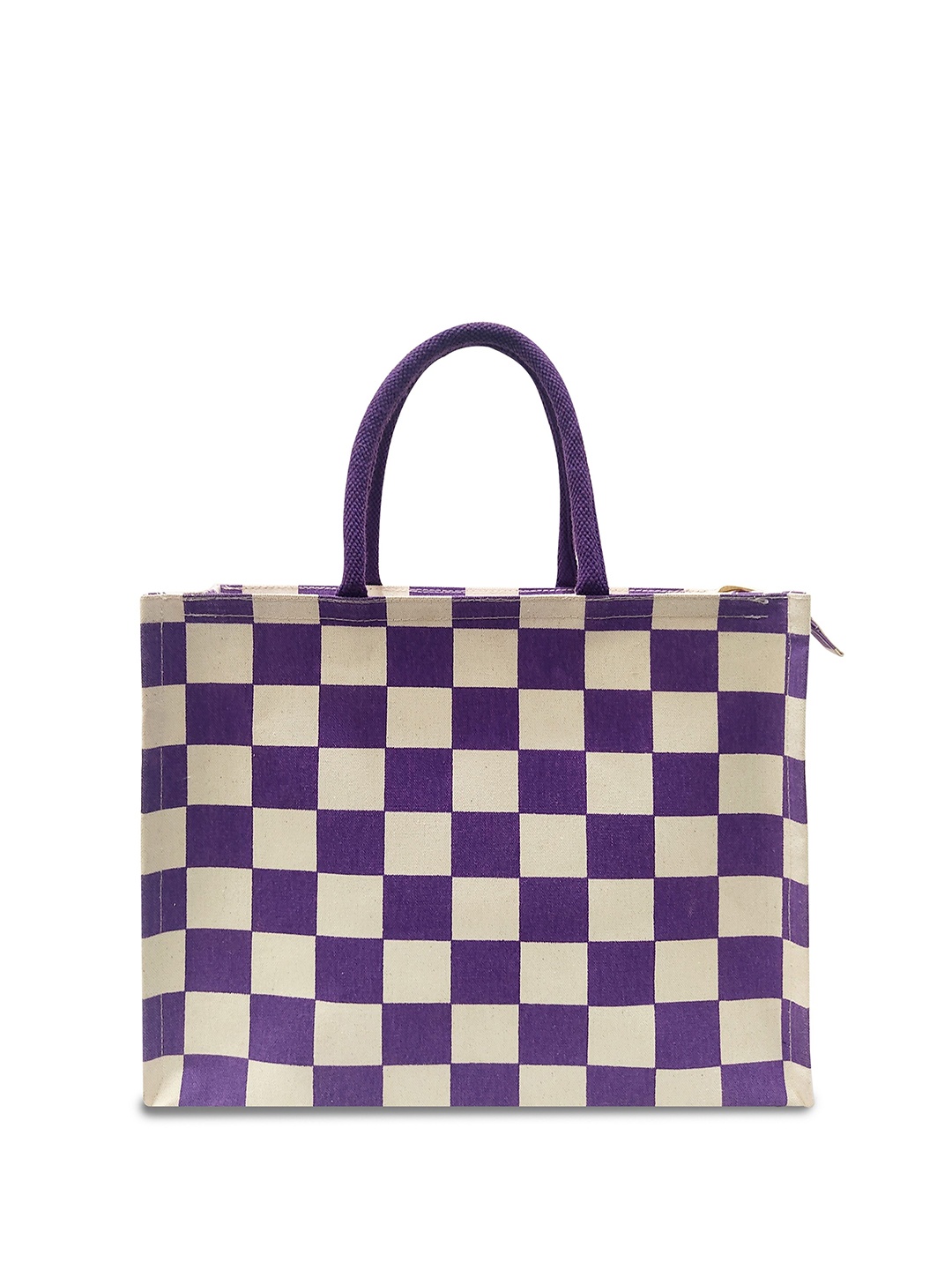 

earthbags Unisex Checked Structured Handheld Bag, Purple