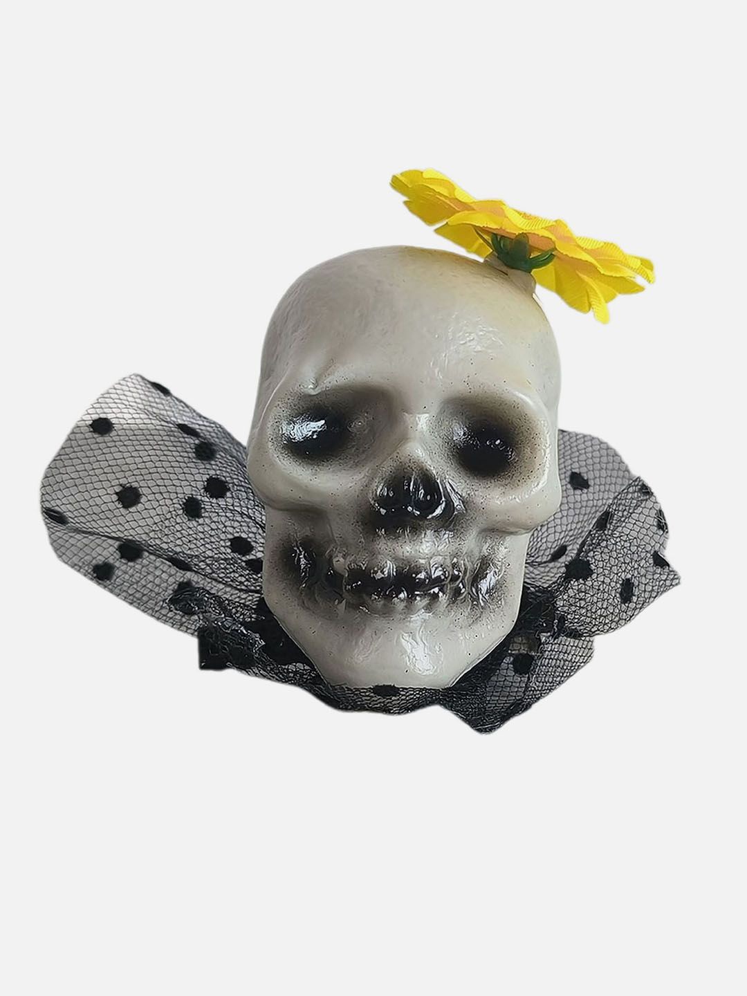 

Little Surprise Box LLP Kids Yellow & White Flower Skull Alligator Clip