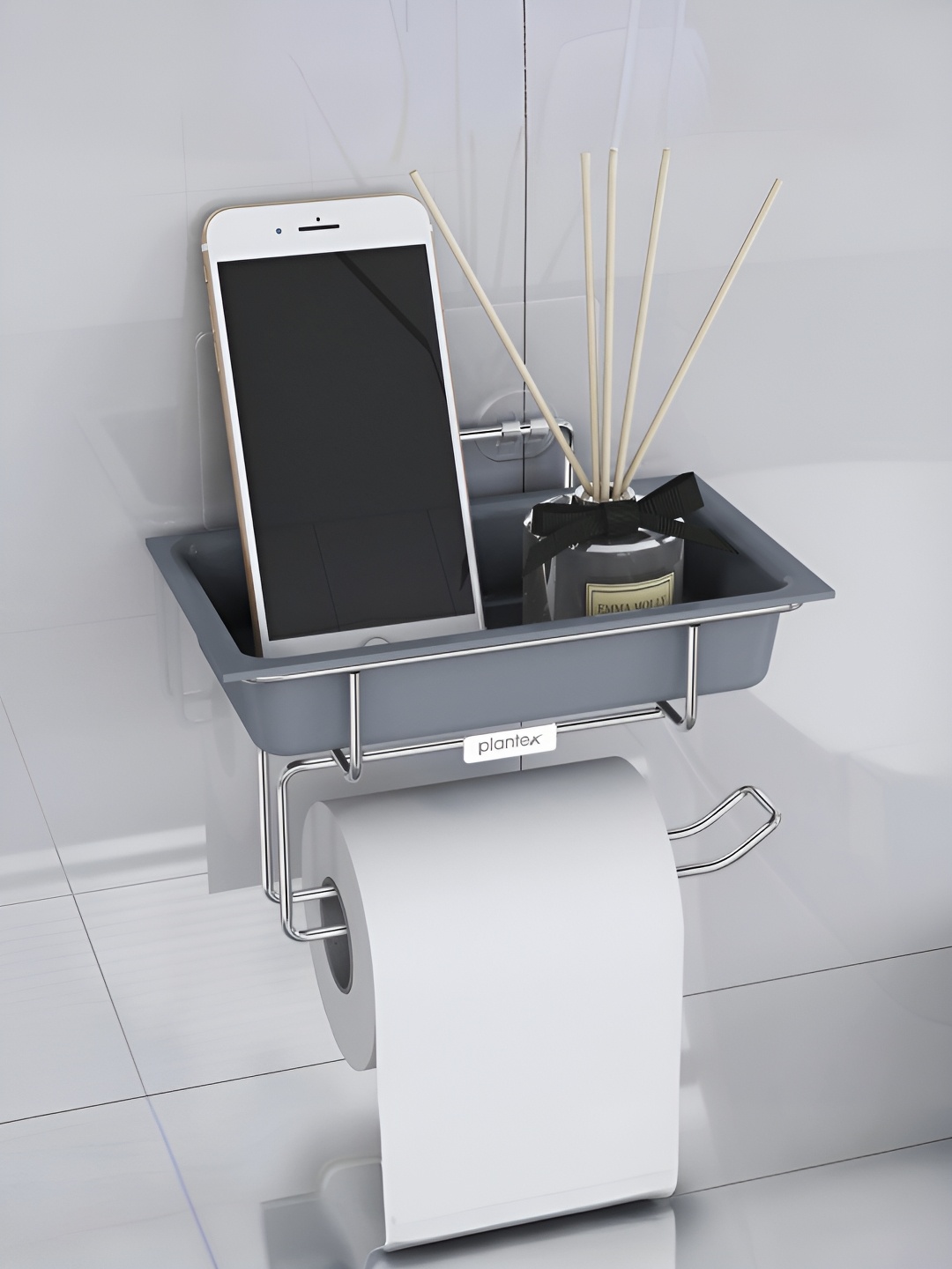 

Plantex Silver-Toned & Grey Stainless Steel Tissue Holders
