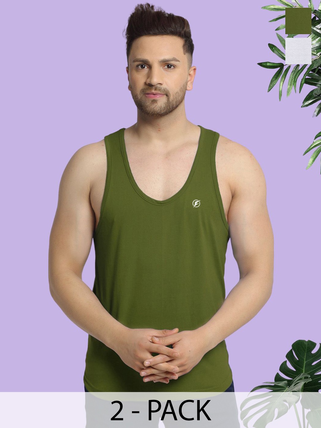 

Friskers Men Pack Of 2 Cotton Innerwear Gym Vests C-02-34, White